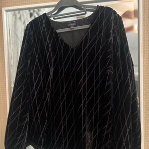 Ann Taylor V-neck Black Velvet Top